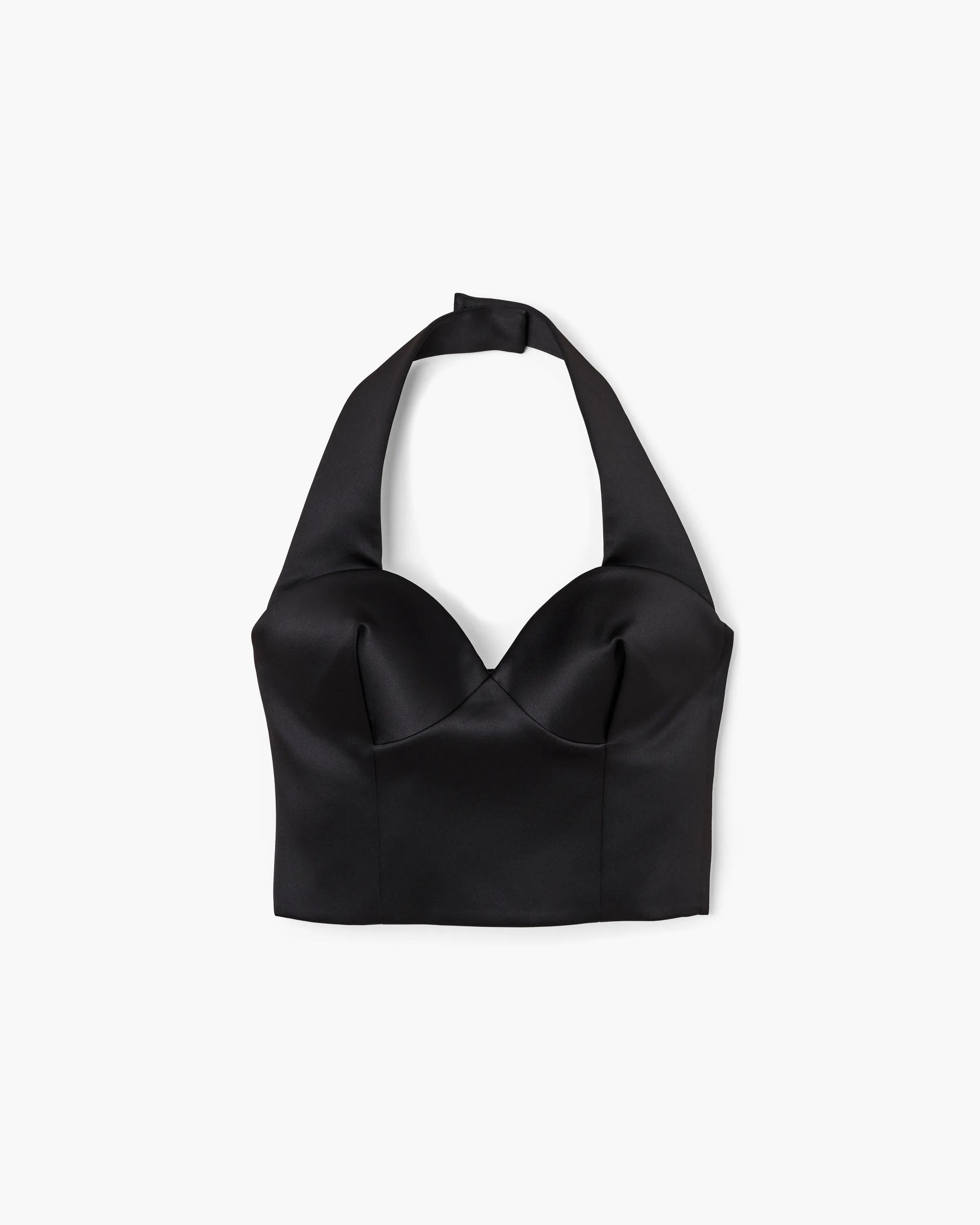 Sculpted Satin Halter Top