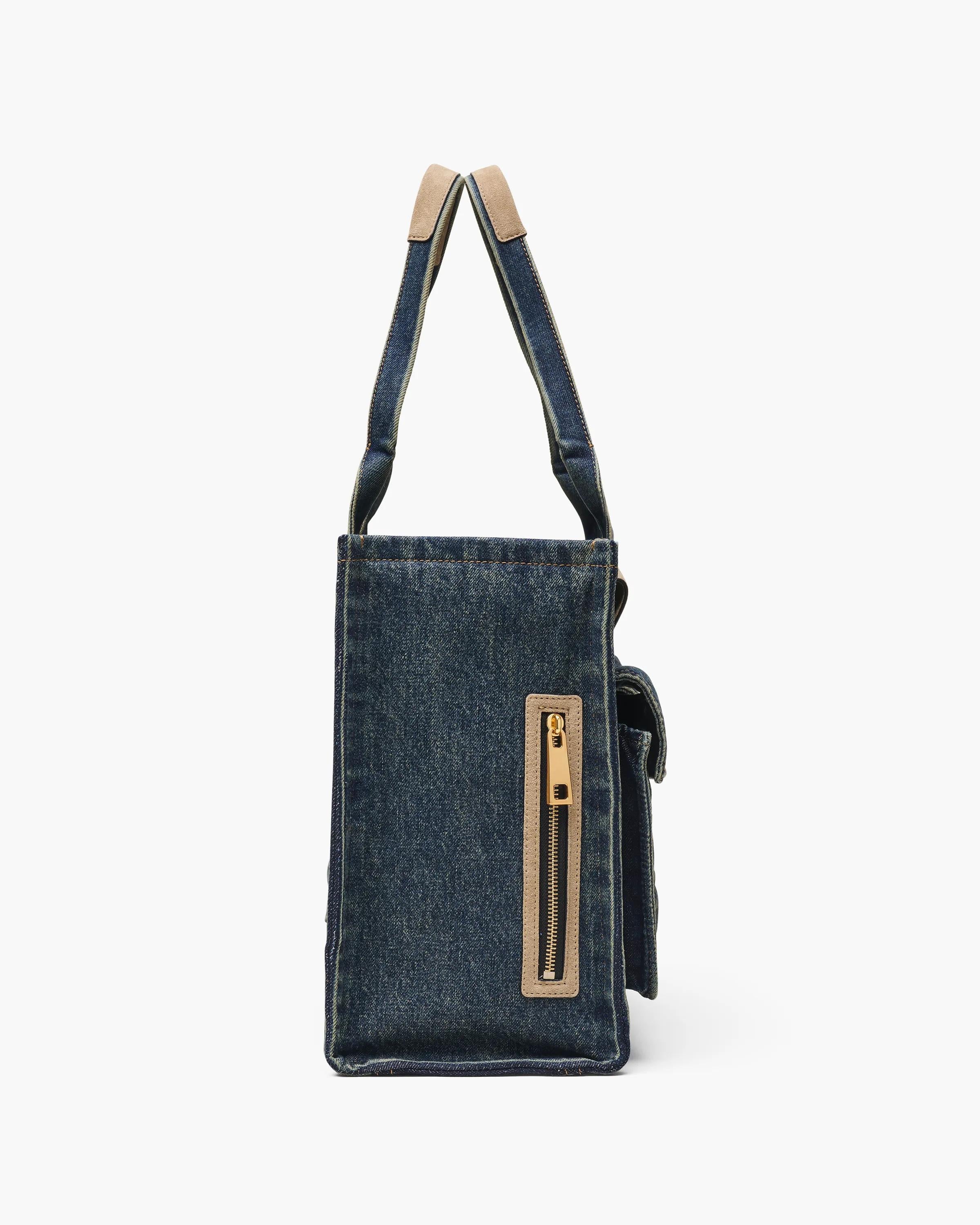 The Denim Suede Large Cargo Tote Bag