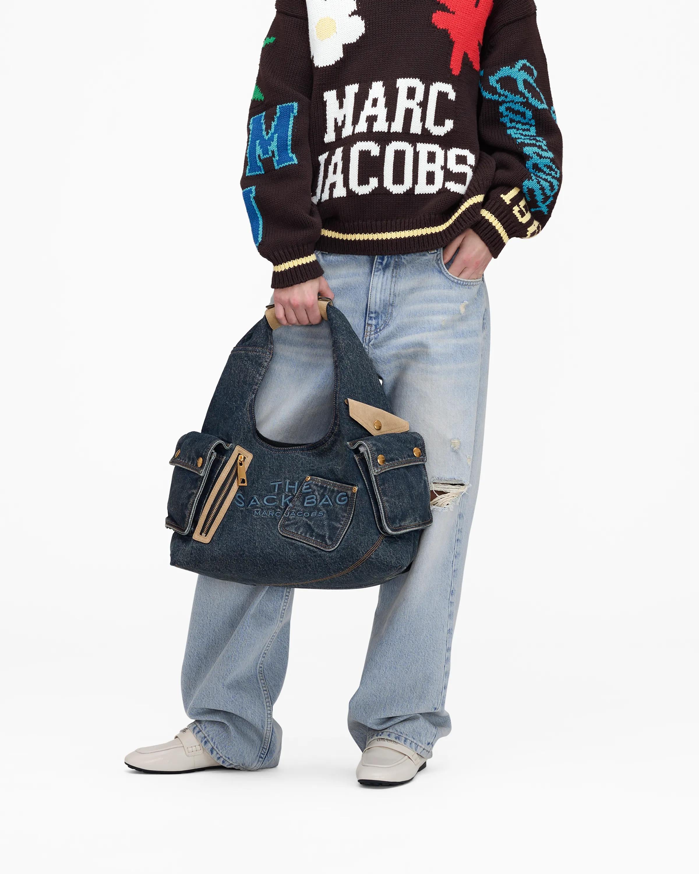 The Denim Suede Cargo Sack Bag