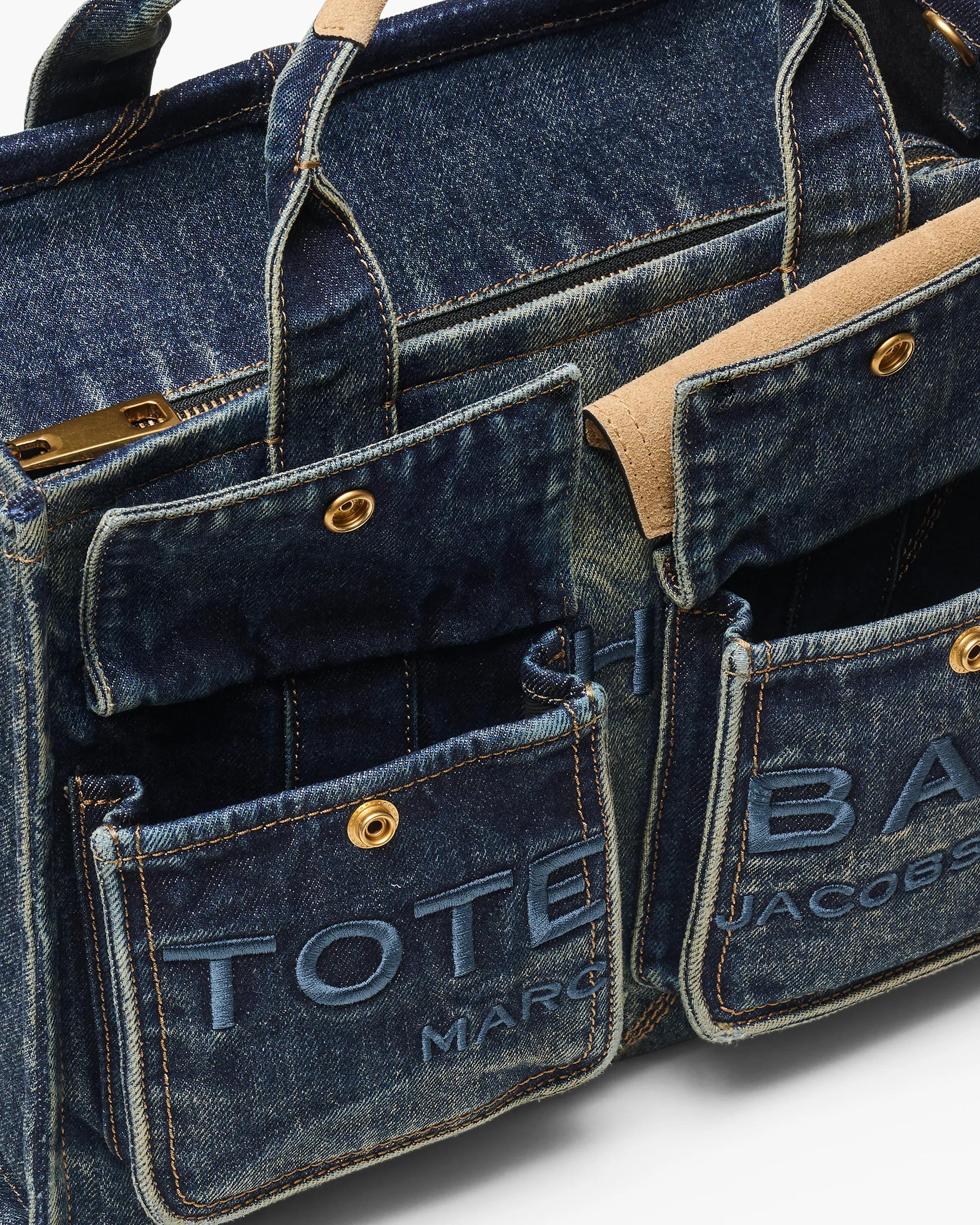 The Denim Suede Medium Cargo Tote Bag