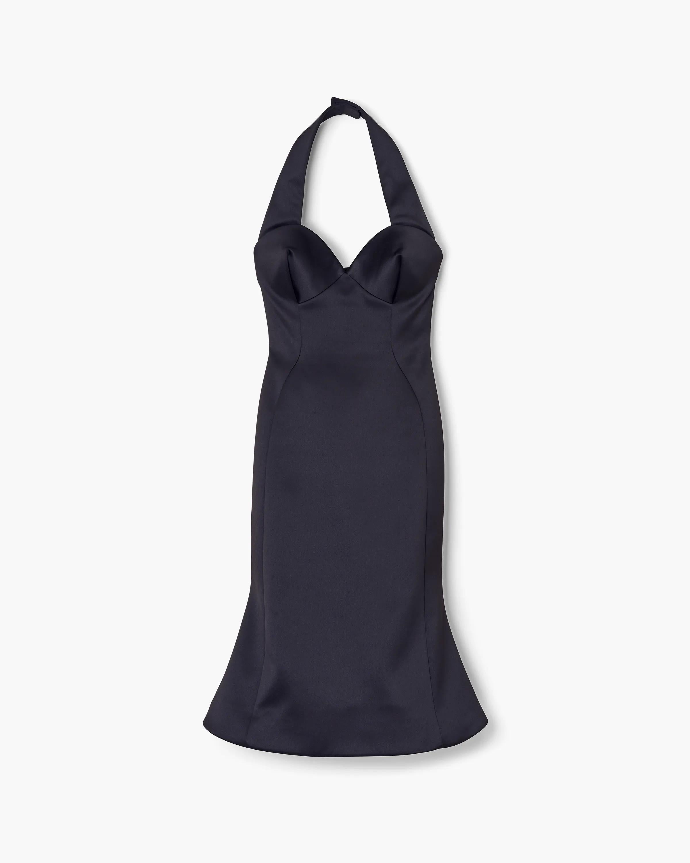 Sculpted Satin Halter Dress