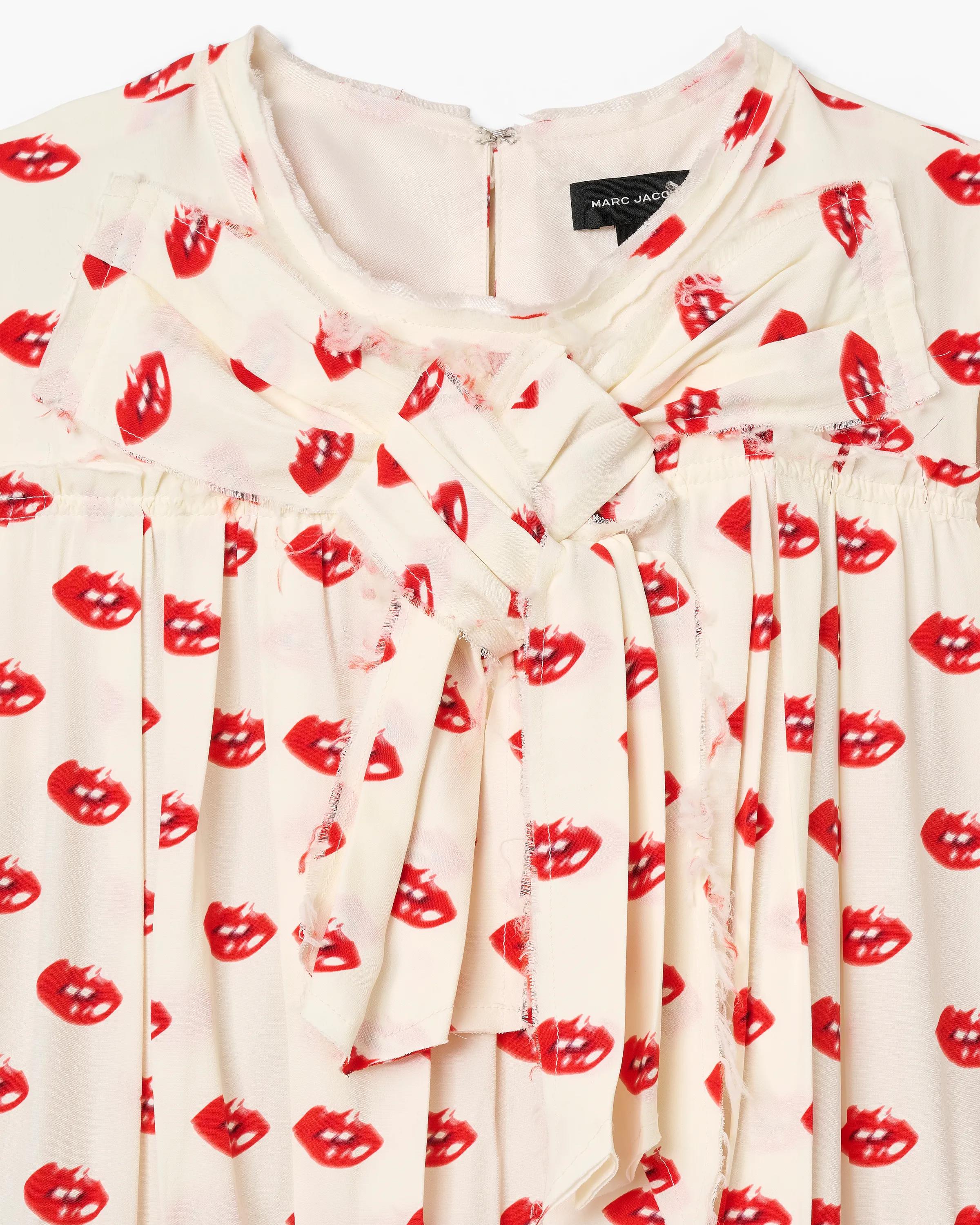 Lips Pleated Midi Dress