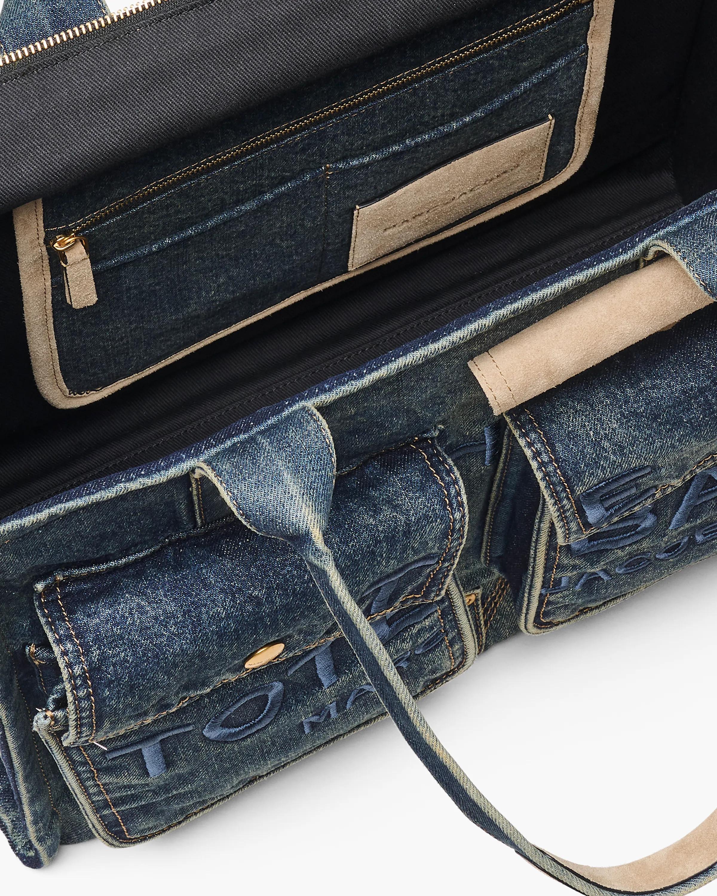 The Denim Suede Large Cargo Tote Bag