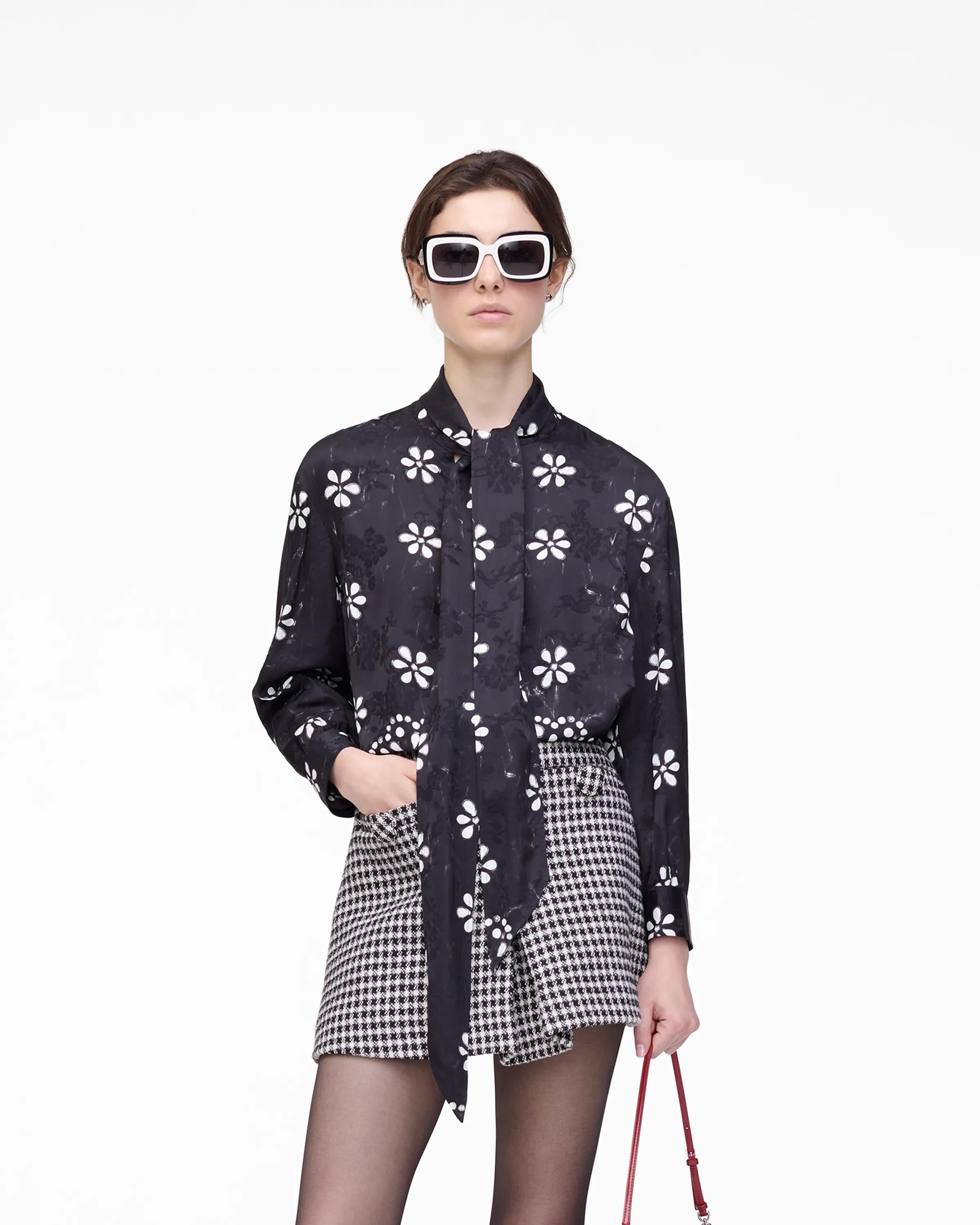 Trompe L'Oeil Eyelet Bow Blouse