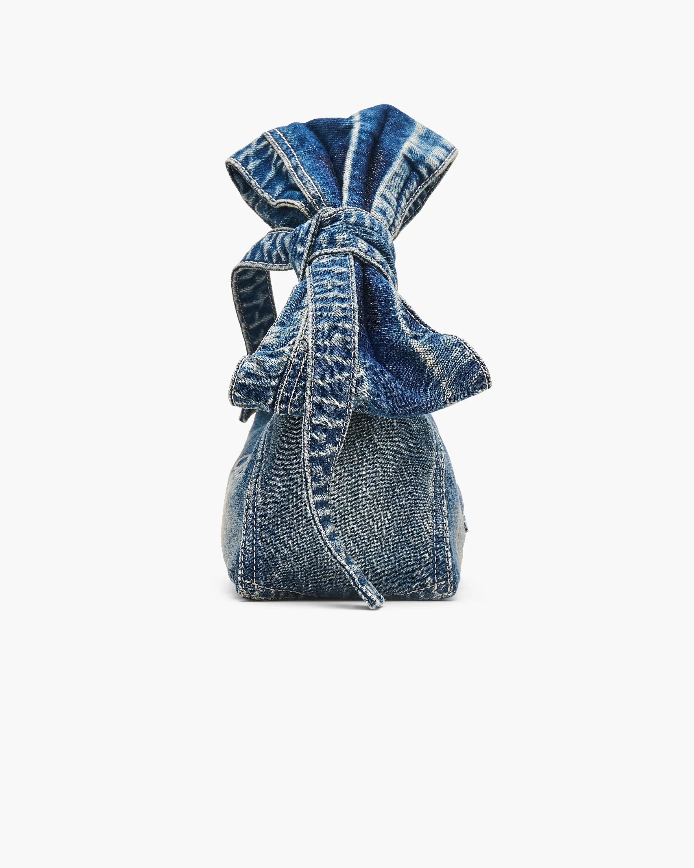 The Bow Denim Mini Sack Bag