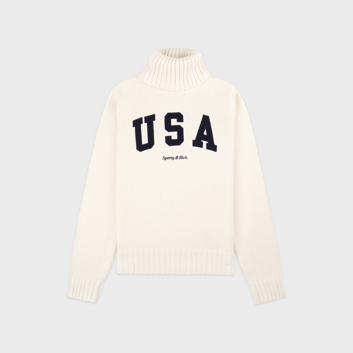 USA Knitted Turtleneck - Ecru/Navy