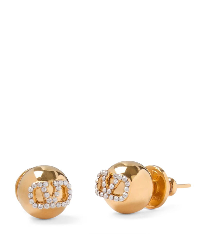 Crystal-Embellished VLogo Stud Earrings