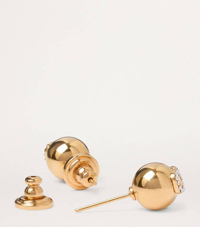 Crystal-Embellished VLogo Stud Earrings