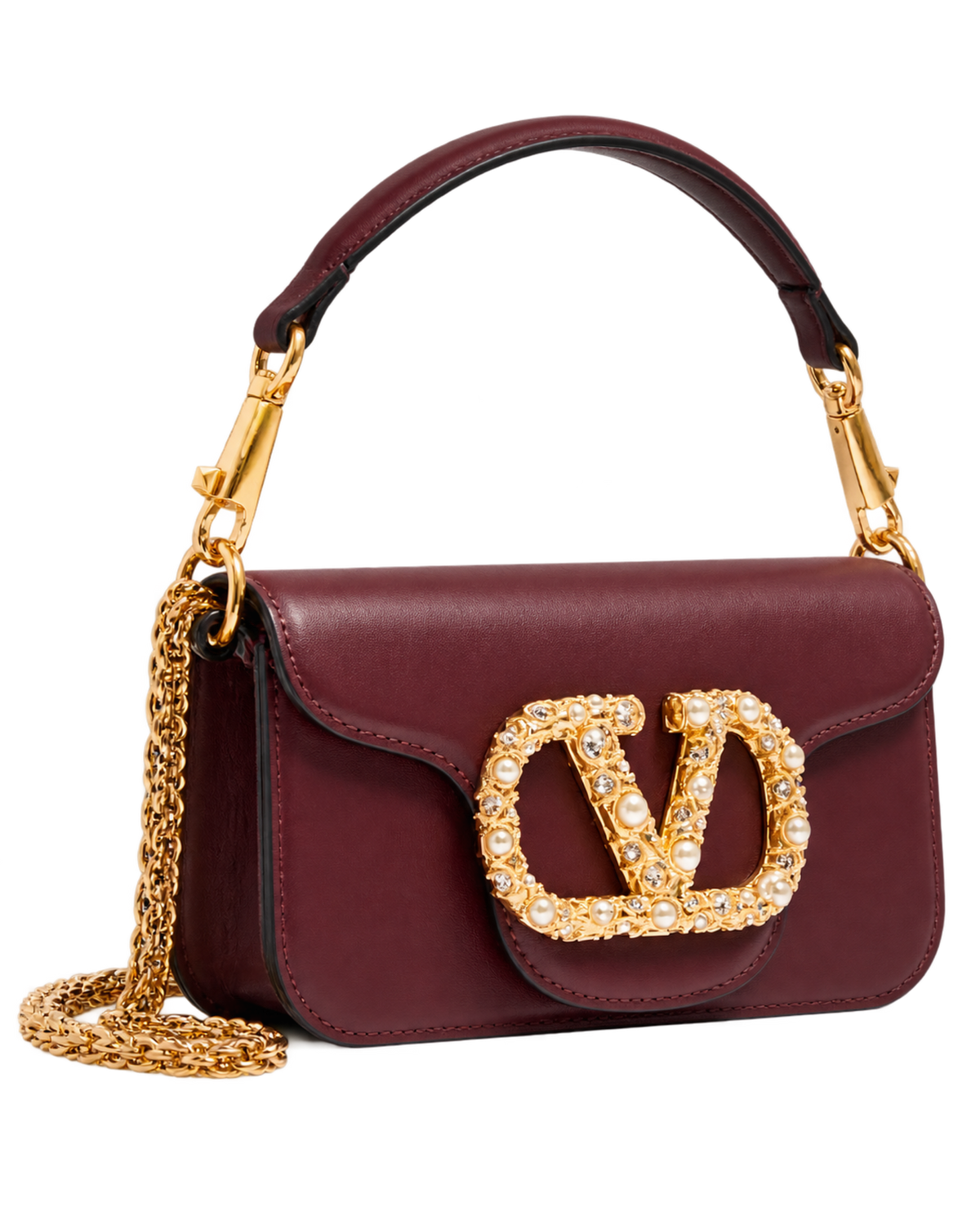Valentino Garavani Maroon Loco Small Shoulder Bag