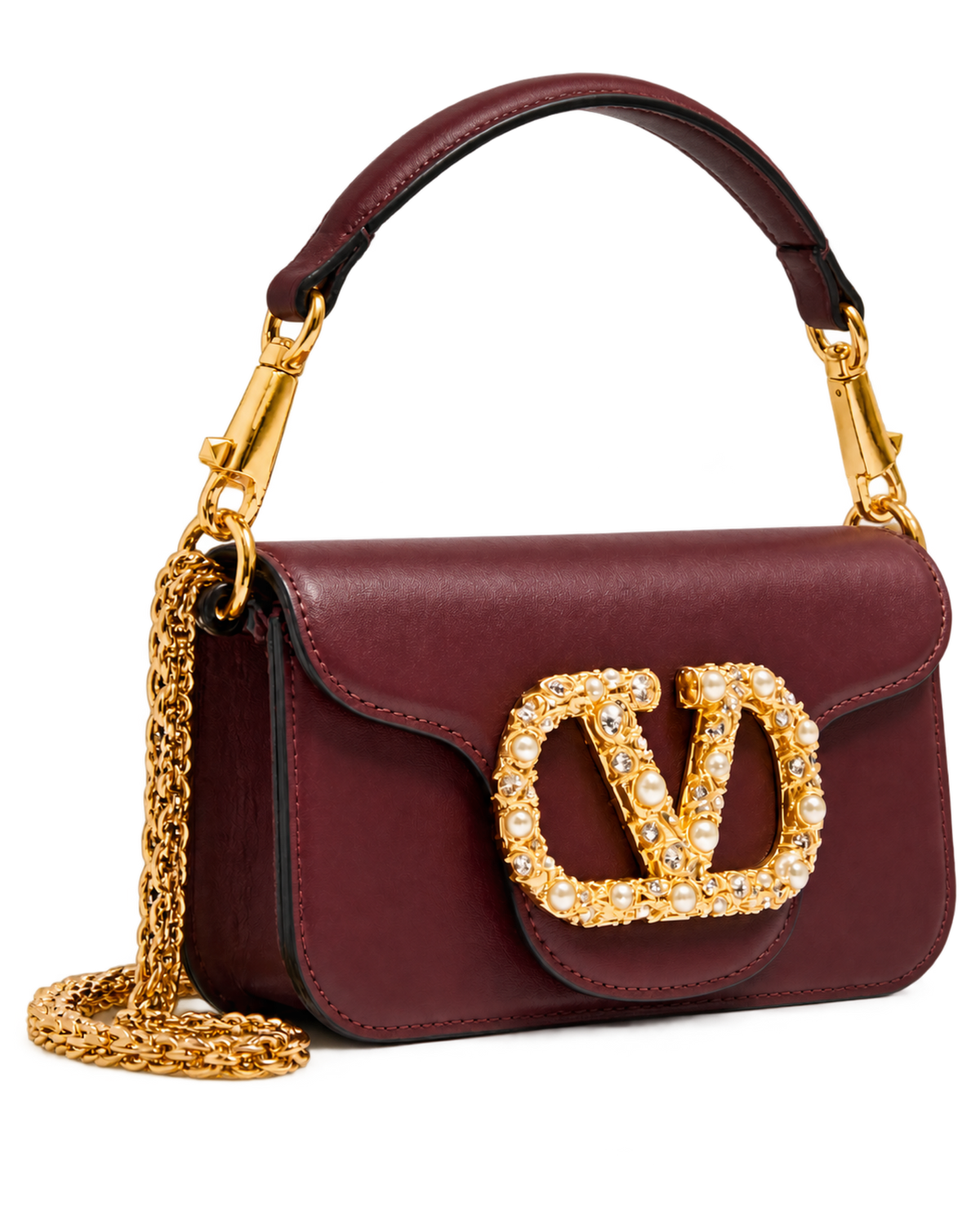 Valentino Garavani Maroon Loco Small Shoulder Bag