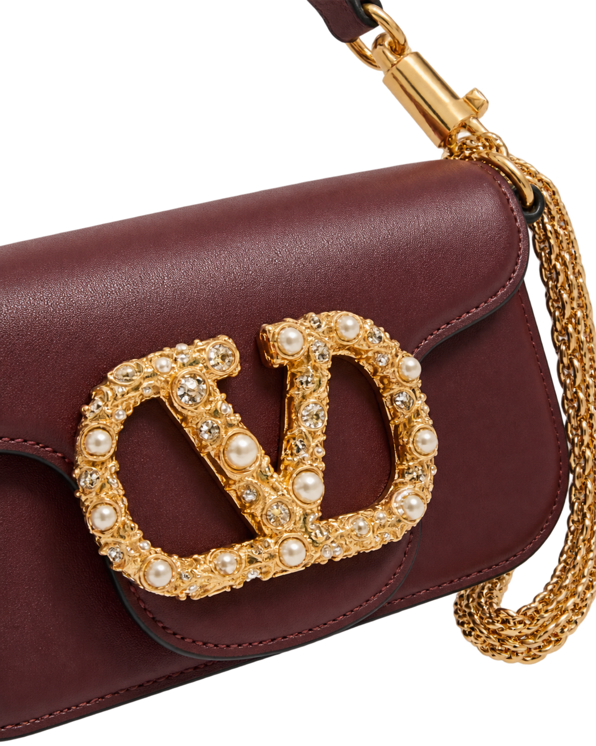 Valentino Garavani Maroon Loco Small Shoulder Bag