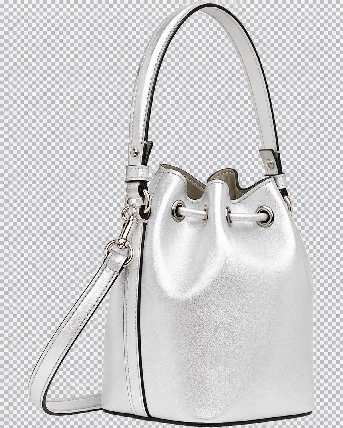 Valentino Garavani Silver Mini VLogo Signature Bucket Bag