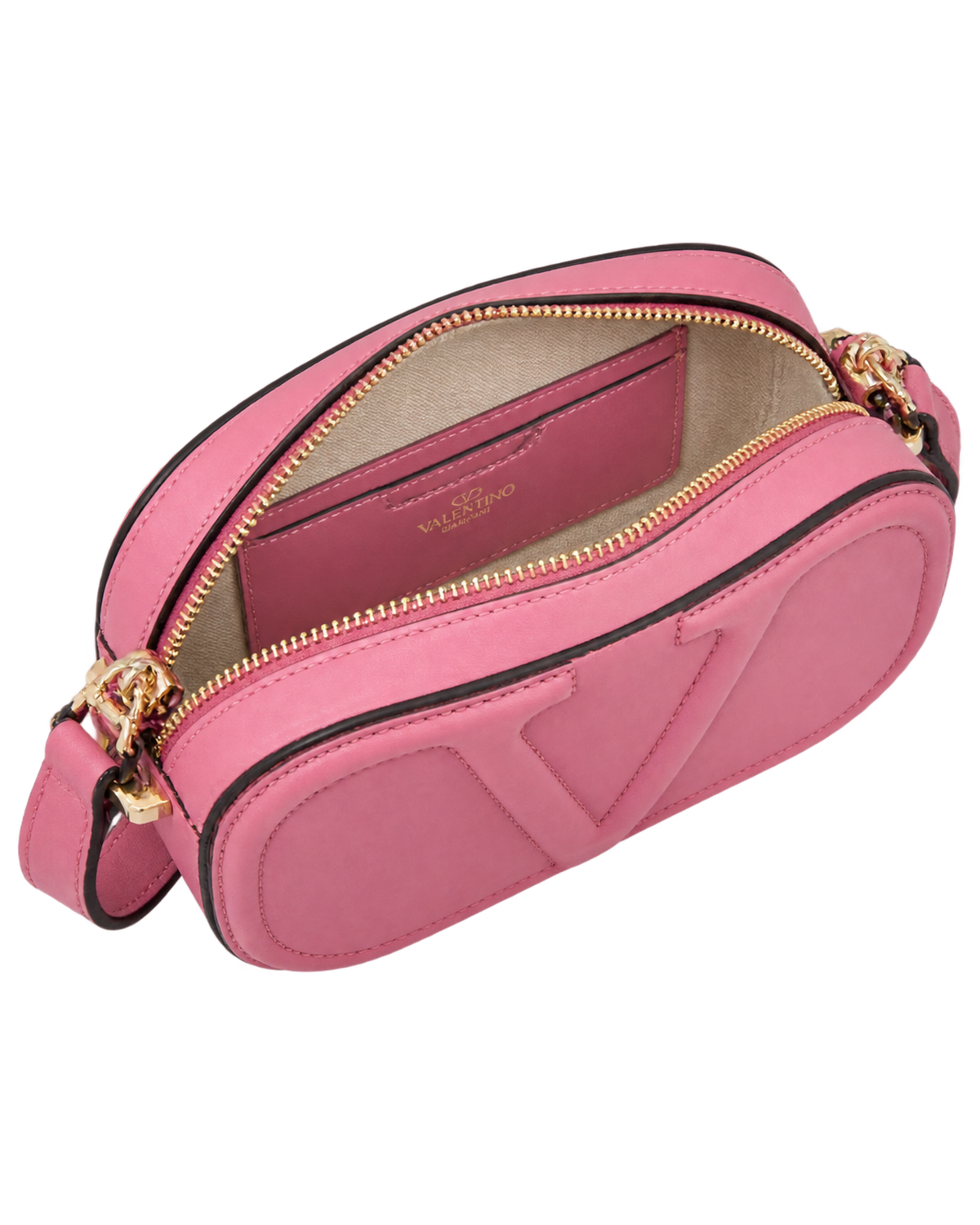 Valentino Pink Leather Logo Go Crossbody Bag