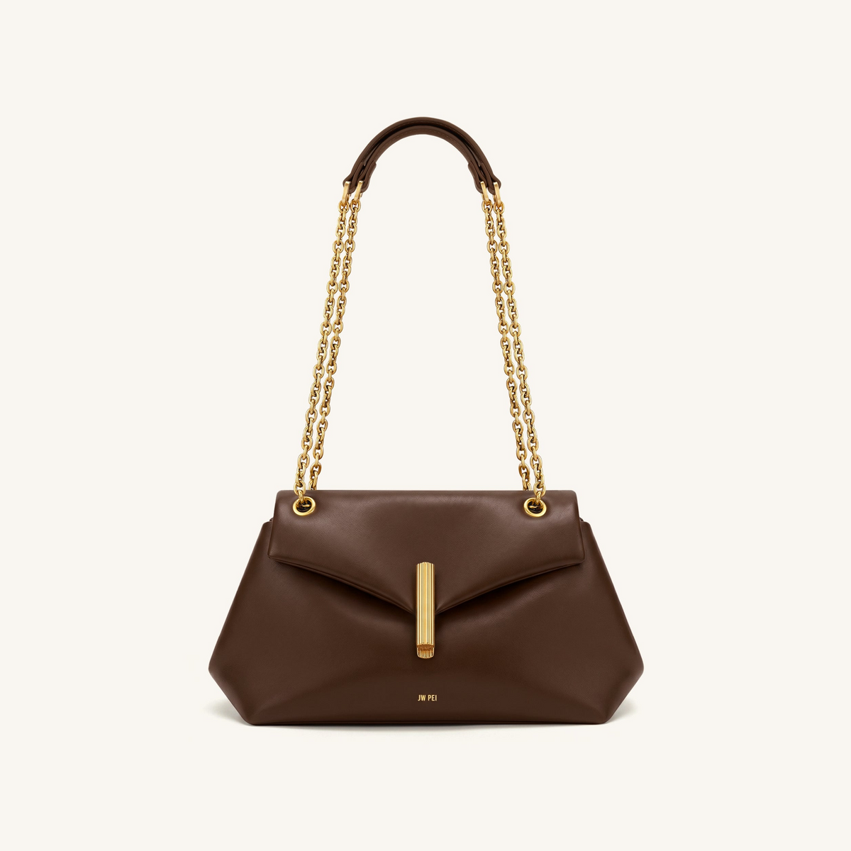 Valerie Chain Flap Shoulder Bag - Dark Brown