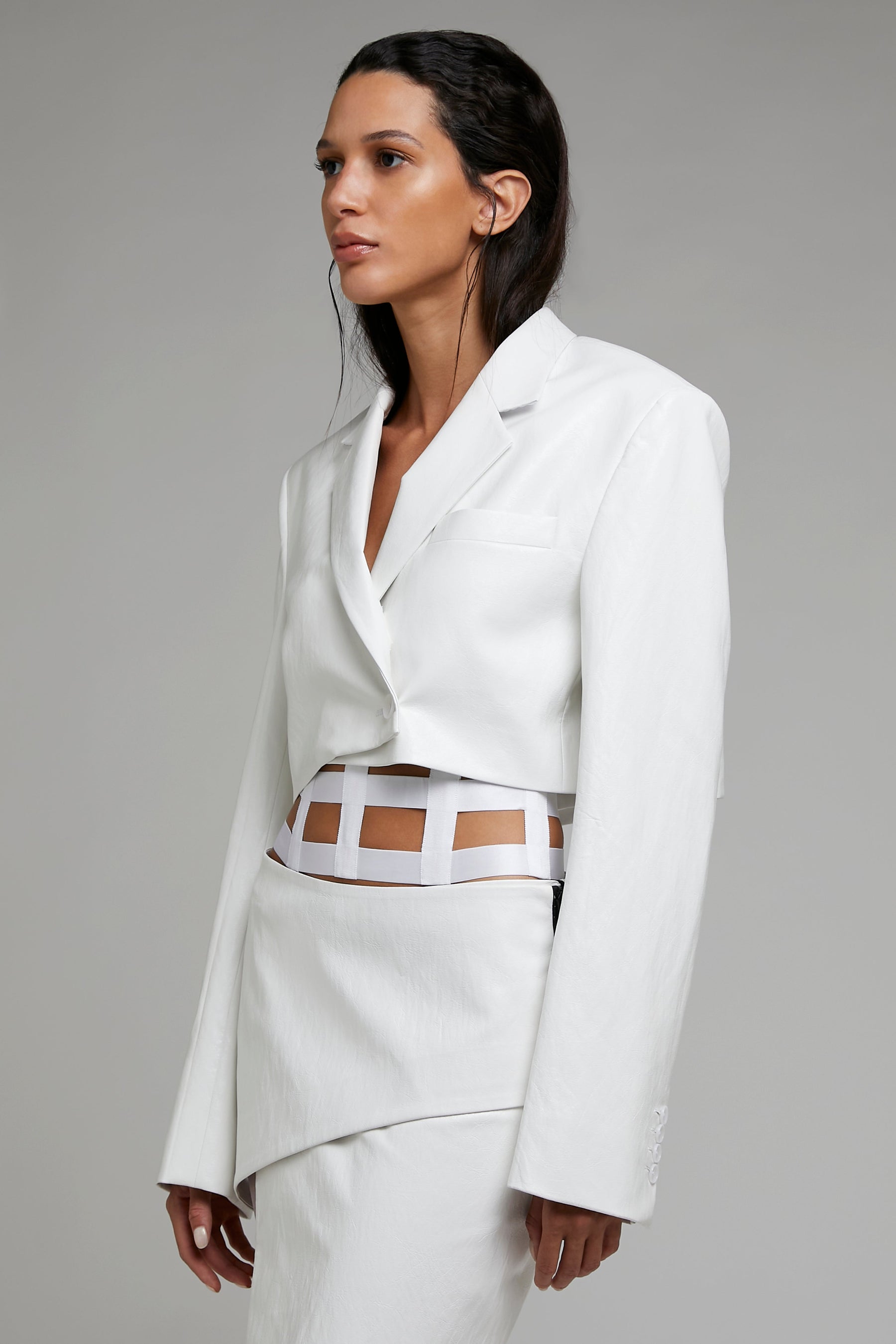 VEGAN LEATHER CROP BLAZER