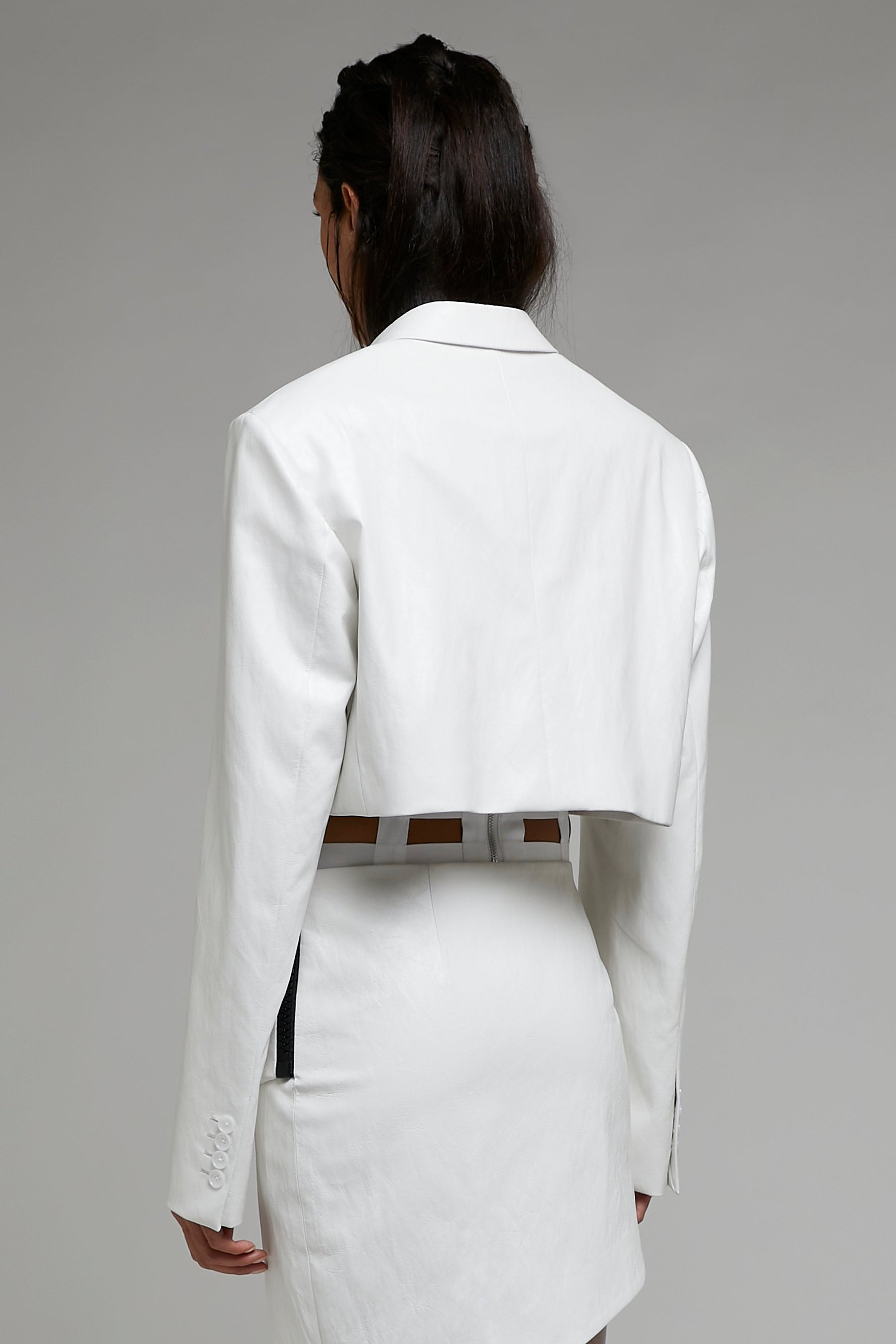 VEGAN LEATHER CROP BLAZER