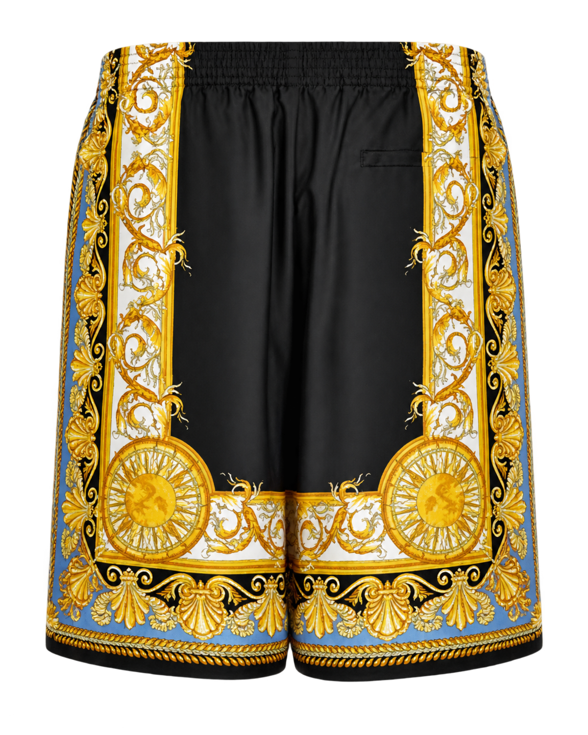 VERSACE Barocco Palm Print Silk Shorts