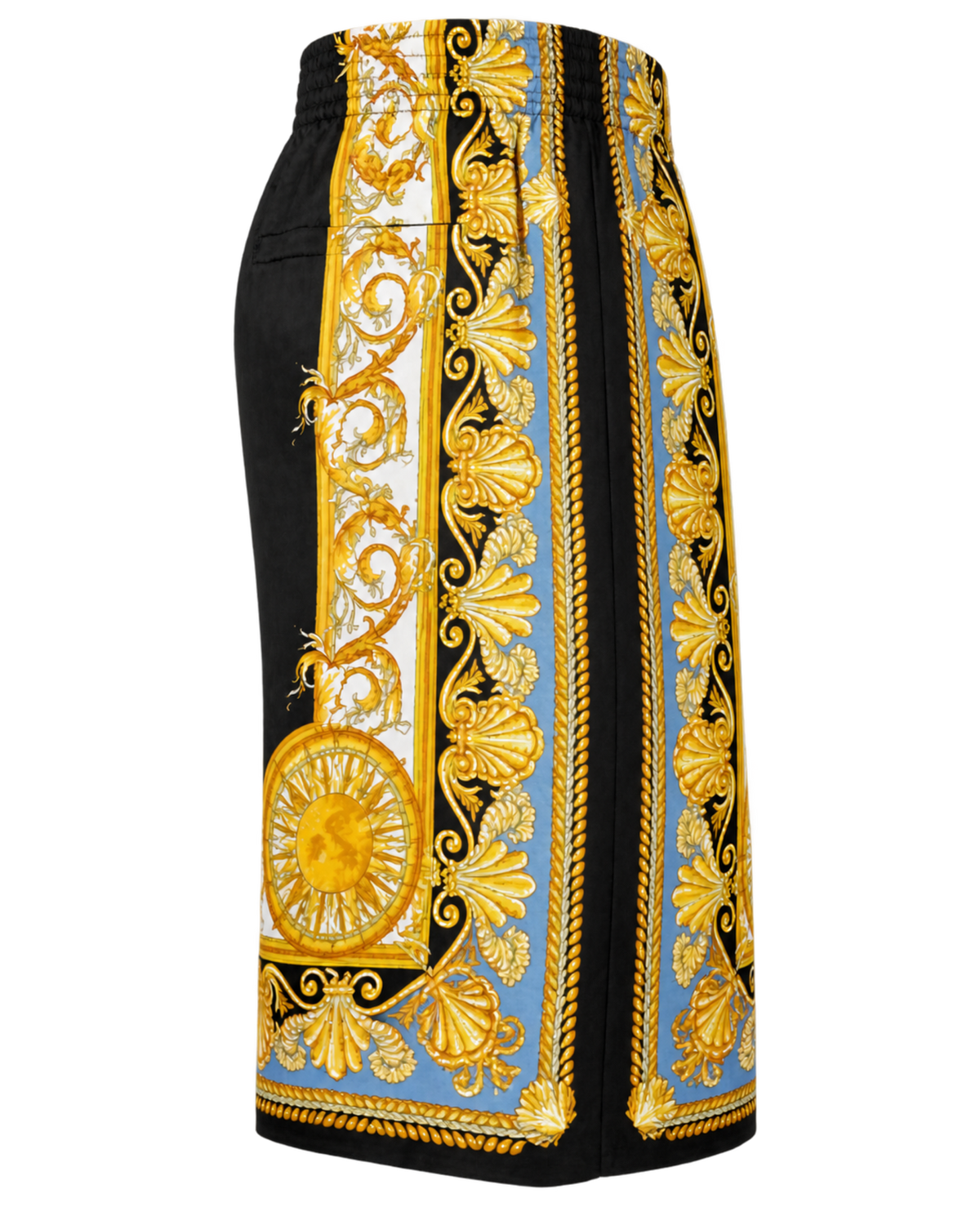 VERSACE Barocco Palm Print Silk Shorts