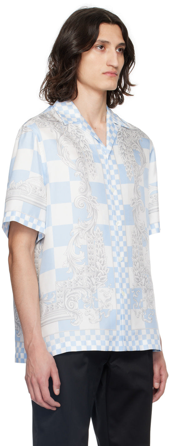 Versace Blue & White Medusa Contrasto Shirt