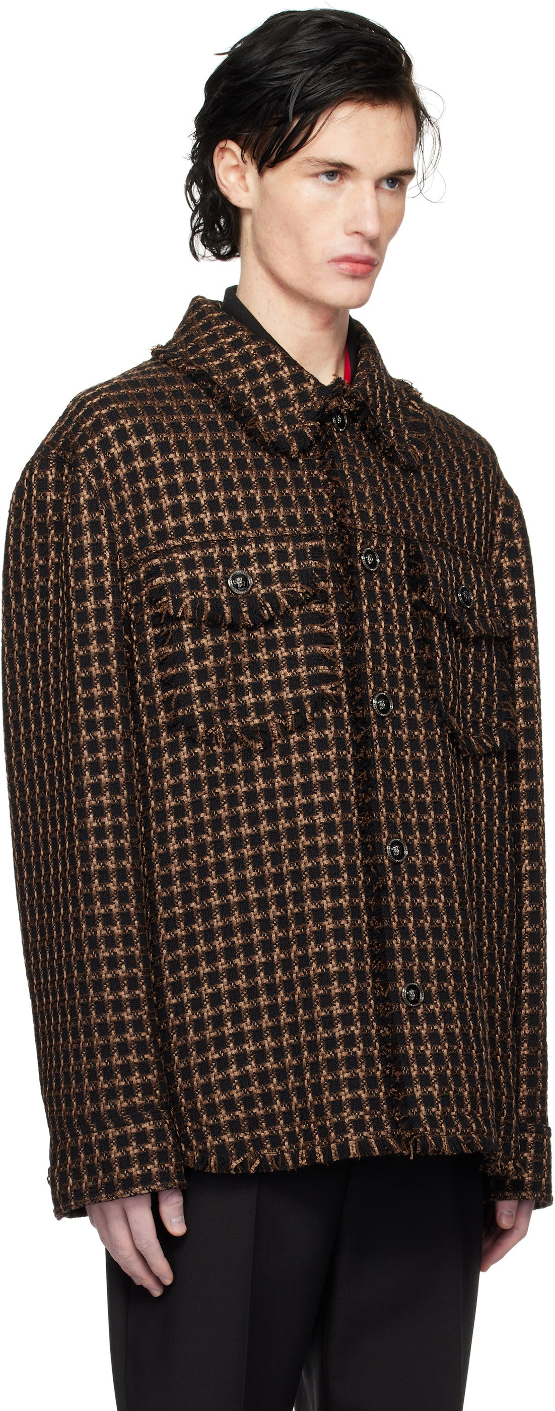 Versace Brown Tweed Overshirt Jacket