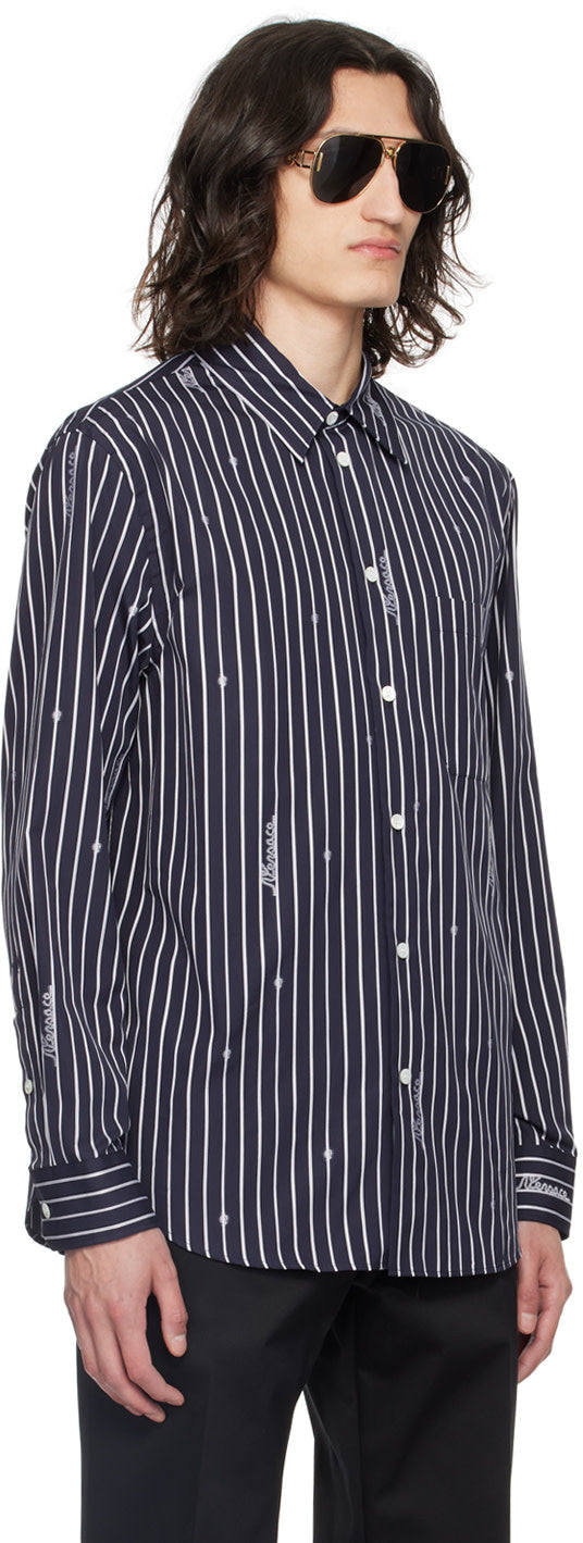 Versace Navy Nautical Stripe Shirt