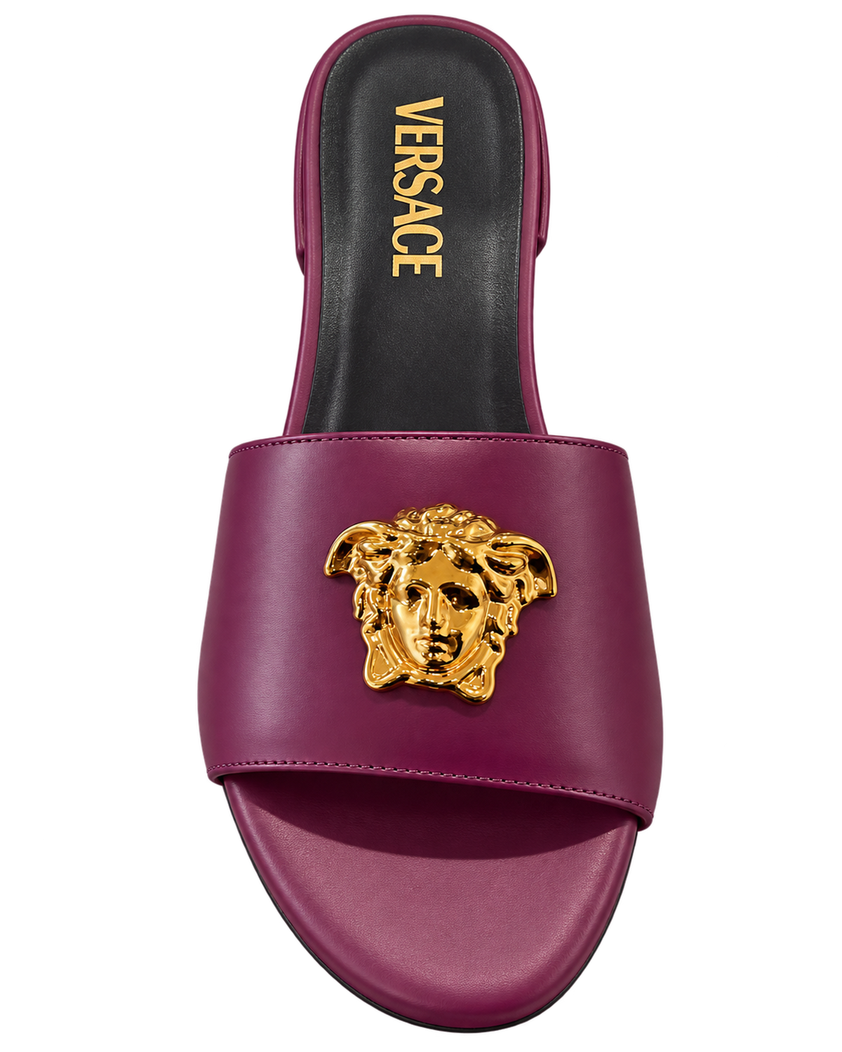 Versace Plum Purple Gold Medusa Heeled Sandals