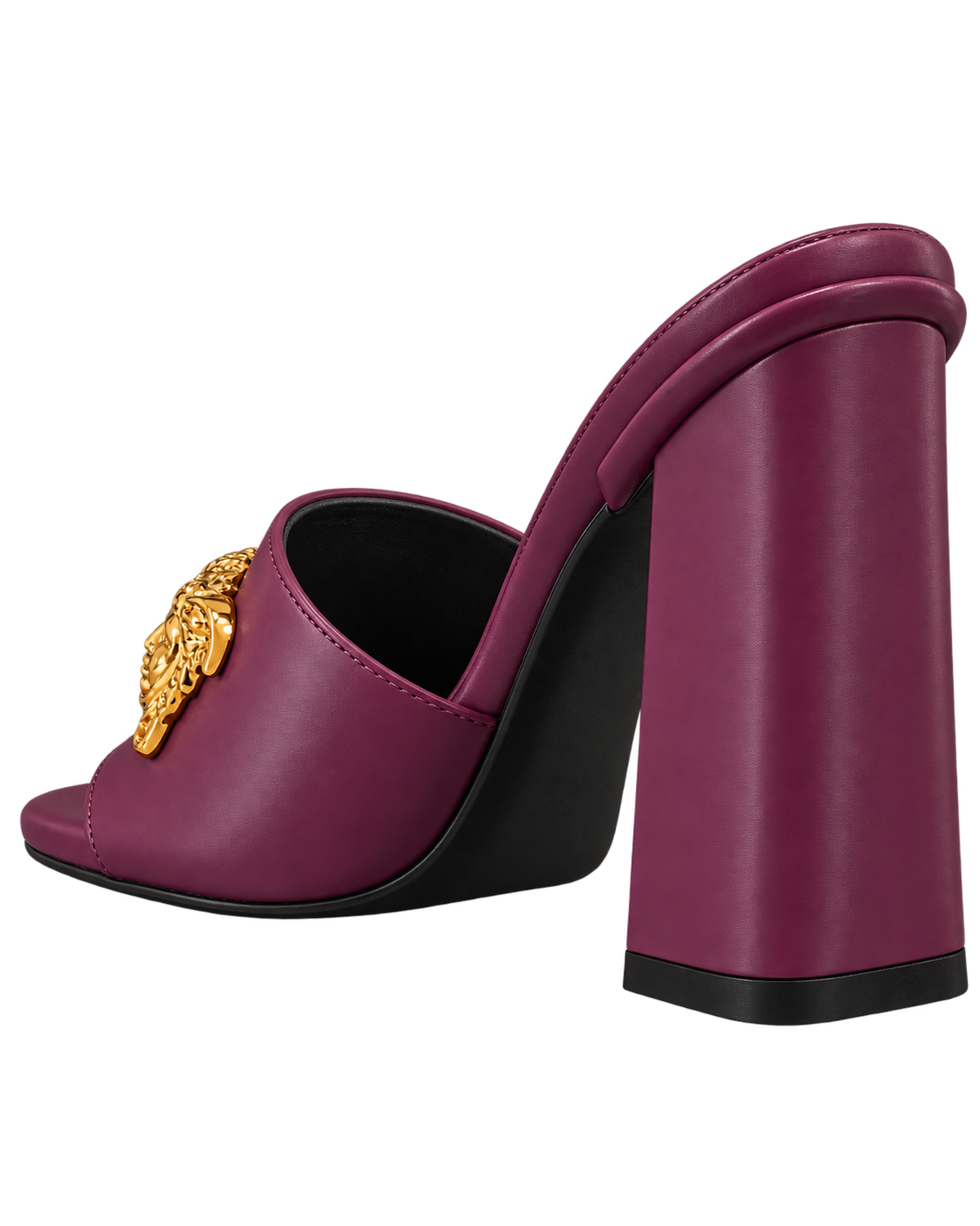 Versace Plum Purple Gold Medusa Heeled Sandals