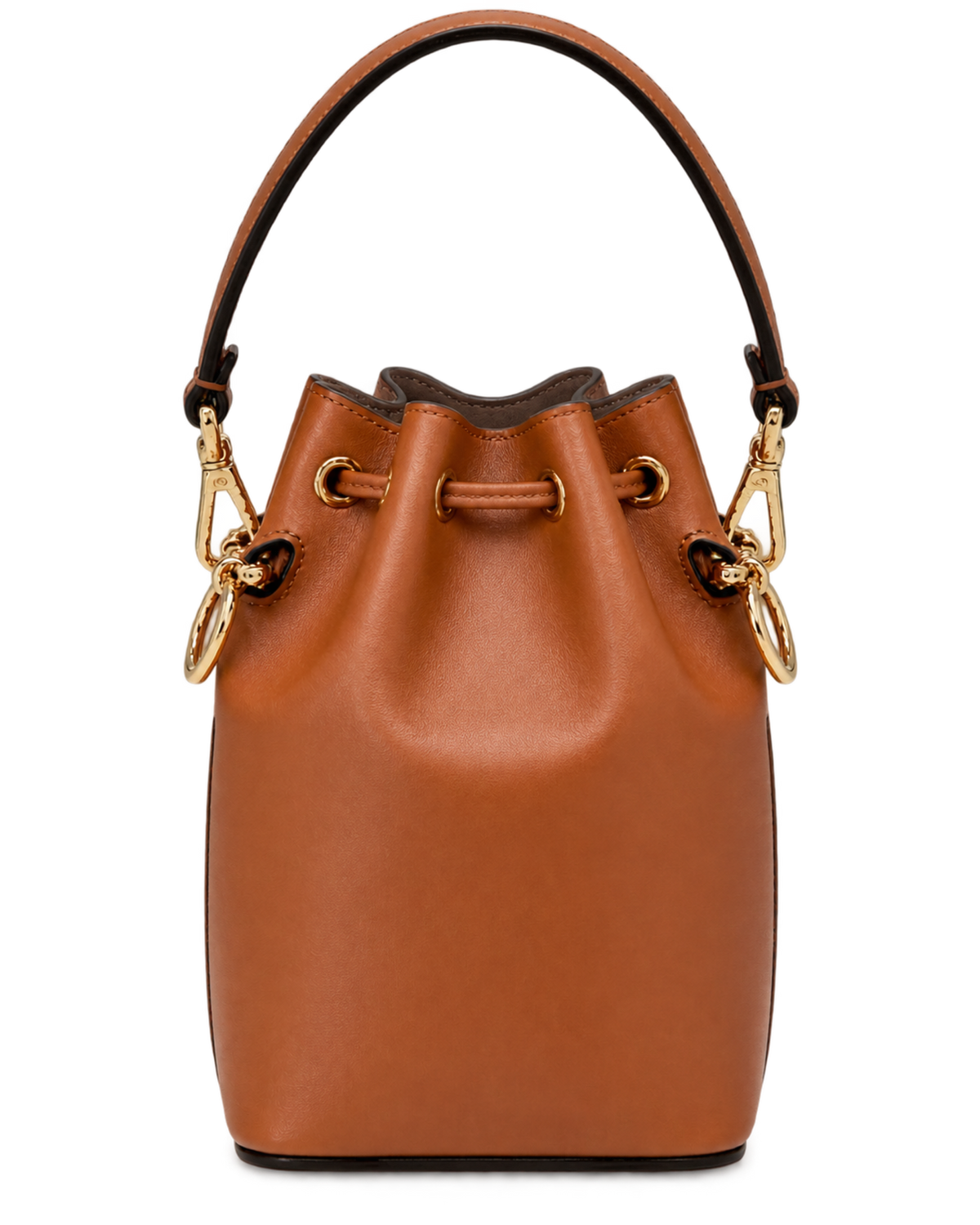 Vitello King F is Fendi Logo Embossed Mini Mon Tresor Bucket Bag Cuoio