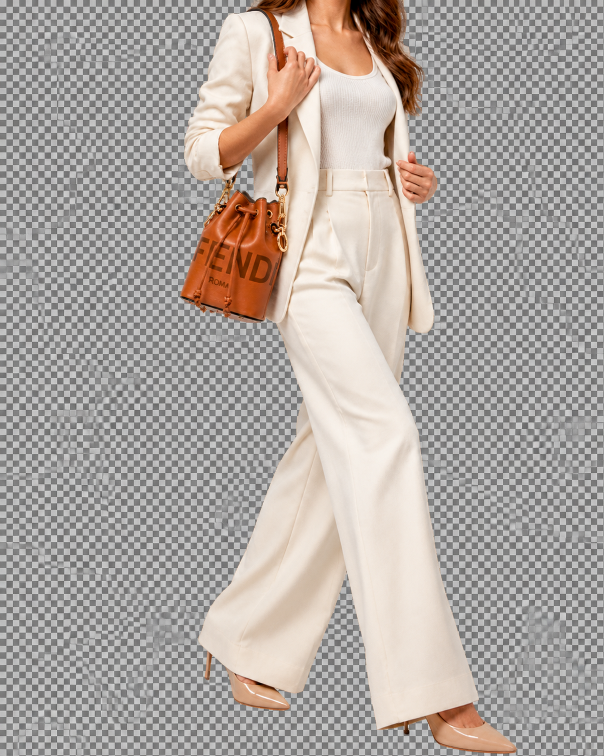 Vitello King F is Fendi Logo Embossed Mini Mon Tresor Bucket Bag Cuoio