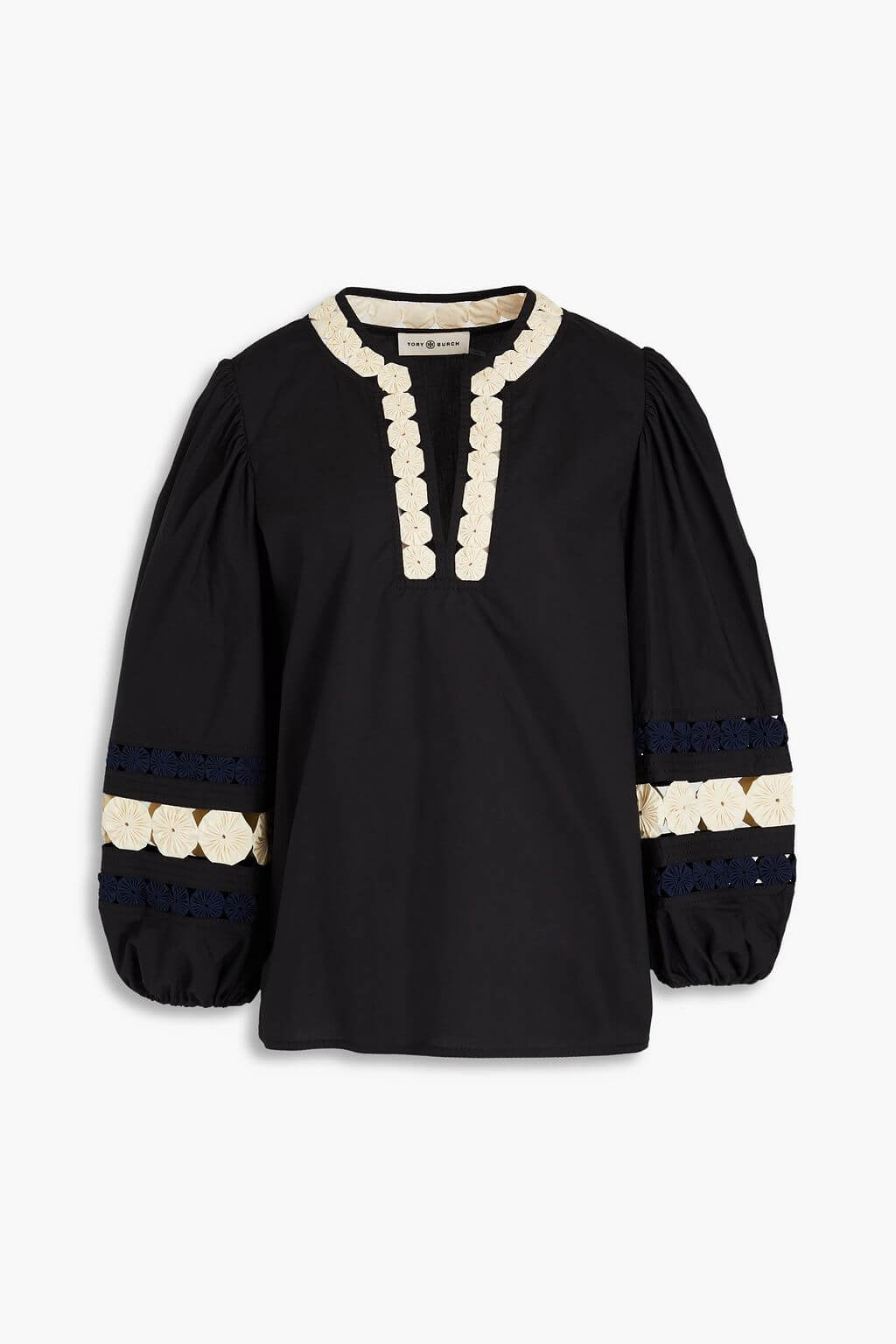 Tory Burch TORY BURCH Yoyo embellished cotton blouse - Size: XXS T-Shirts | Shop From The Mirage