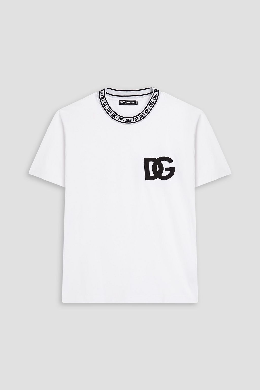 Dolce & Gabbana DOLCE&GABBANA Jacquard-trimmed cotton-jersey T-shirt - Size: M T-Shirts | Shop From The Mirage