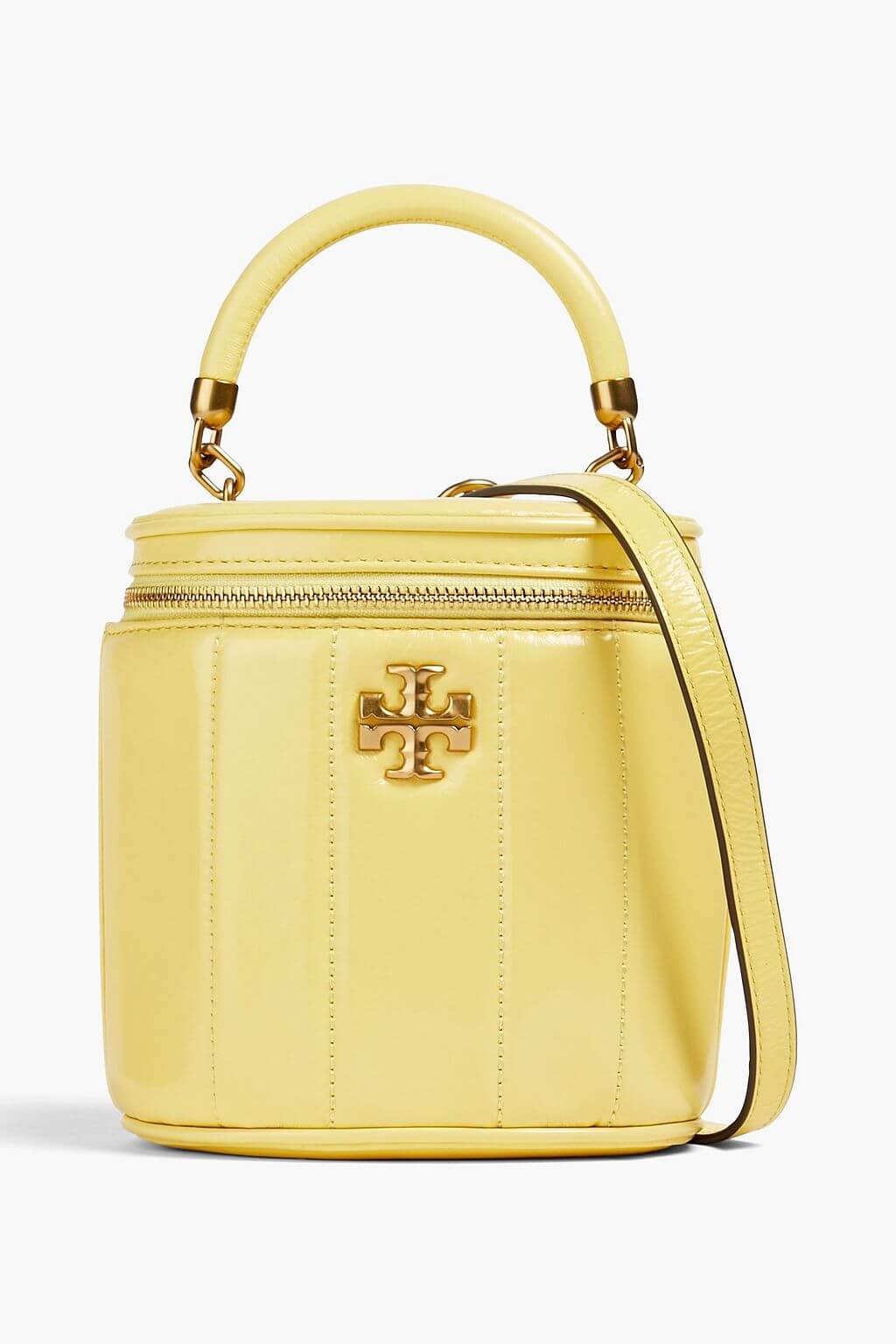 TORY BURCH Kira quilted patent leather bucket bag