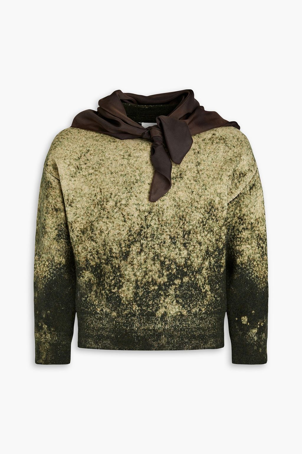 Maison Margiela MAISON MARGIELA Satin-trimmed bleached wool and cotton-blend sweater - Size: S Sweatshirts | Shop From The Mirage