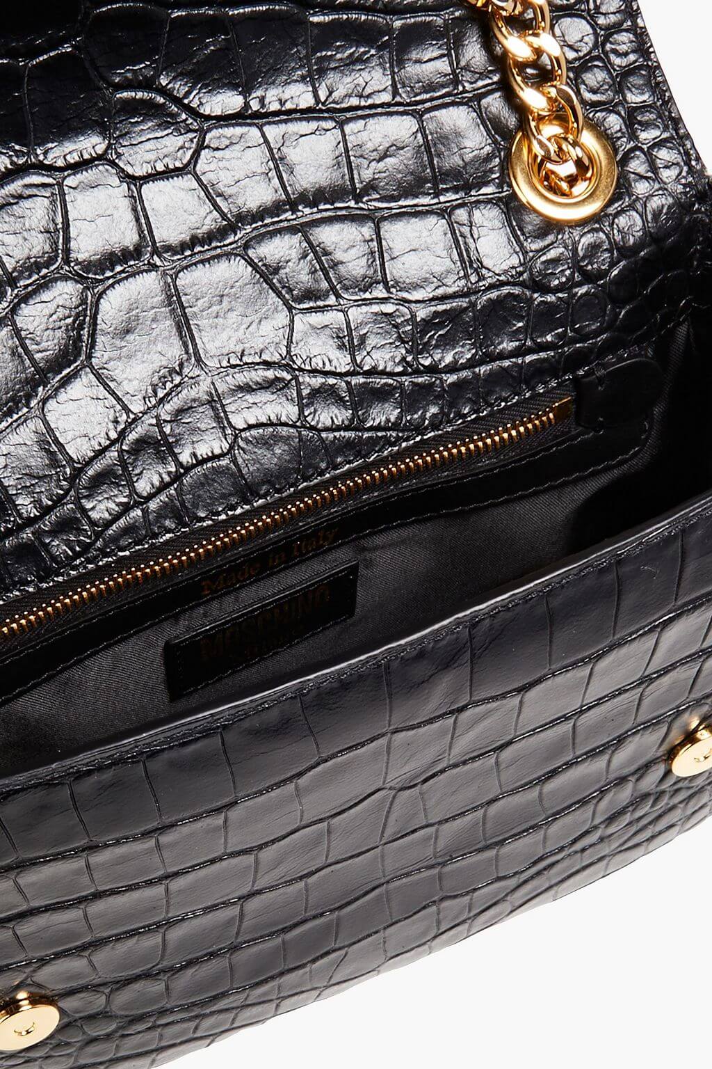 Moschino MOSCHINO Embellished croc-effect leather shoulder bag - Bags | Shop From The Mirage