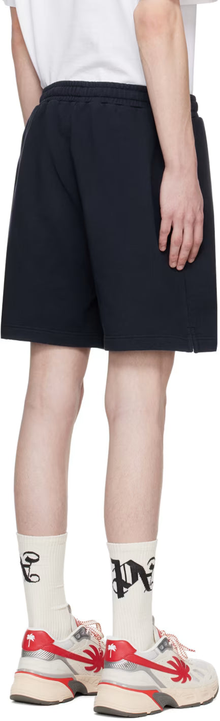 Navy Embroidered Shorts