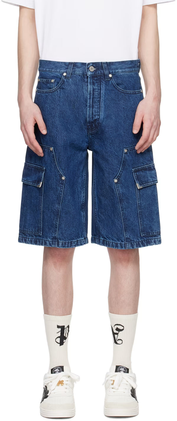 Indigo Monogram Workwear Denim Shorts