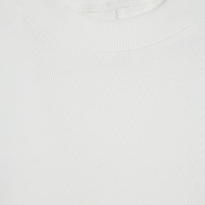 White Cap Sleeve High Neck T-Shirt
