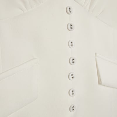 White Corset Detail Blouse