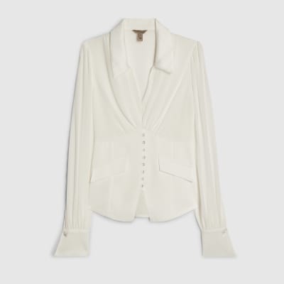 White Corset Detail Blouse
