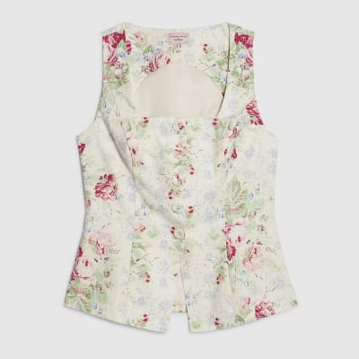 White Floral Waistcoat