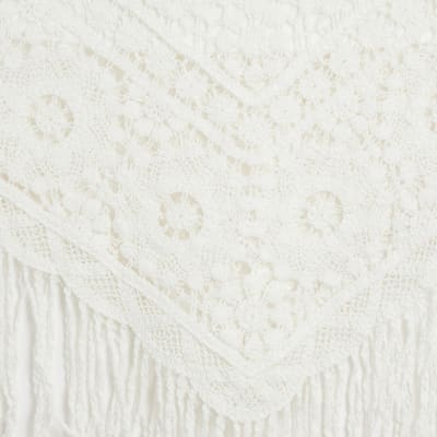 White Maxi Fringe Crochet Skirt