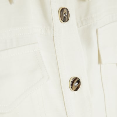 White Pocket Utility Sleeveless Shirt