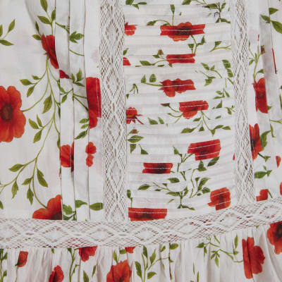 White Poppy Print Blouse