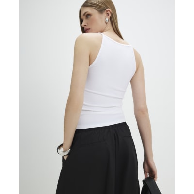 White Sleeveless Cotton Tank Top
