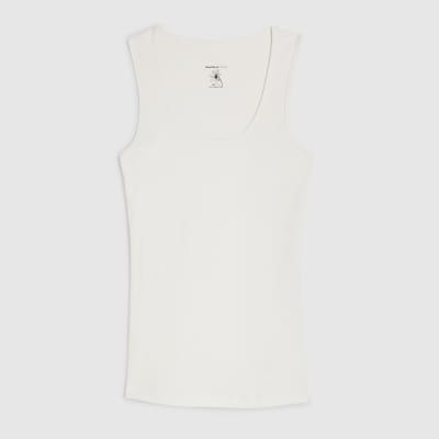 White Sleeveless Scoop Neck Vest Top