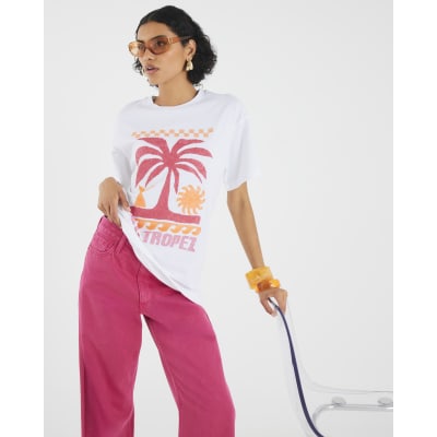 White St Tropez Embroidered T-Shirt