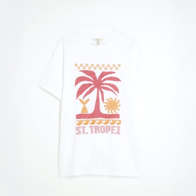 White St Tropez Embroidered T-Shirt