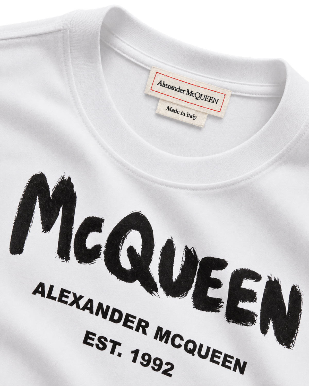 White t-shirt with Mcqueen Graffiti print