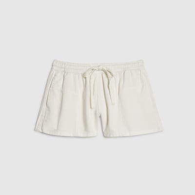 White Tencel Tie Waist Shorts