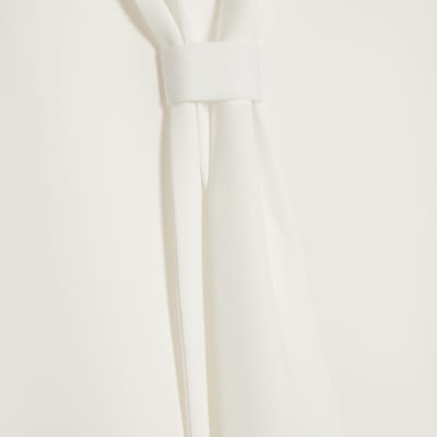 White Tie Detail Long Sleeve Blouse